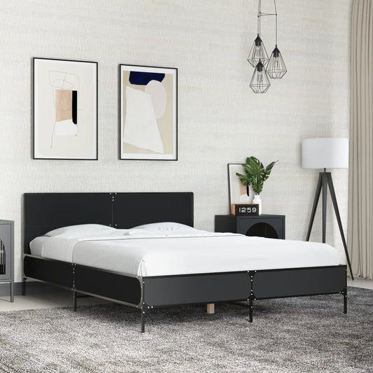 Giroletto Nero 135x190 cm in Legno Multistrato e Metallo | homemem39