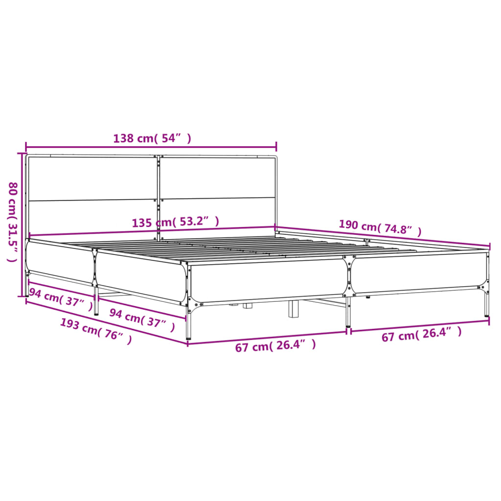 Giroletto Rovere Fumo 135x190 cm in Legno Multistrato Metallo | homemem39
