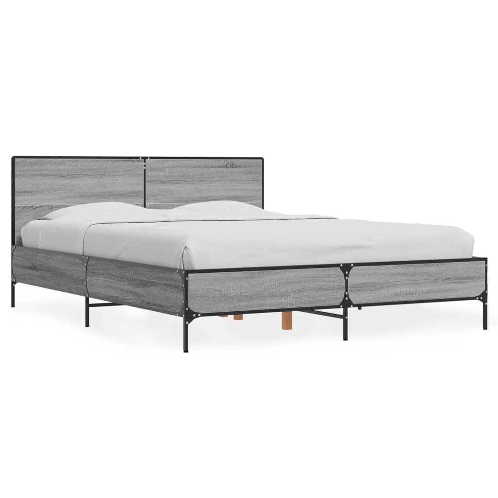 Giroletto Grigio Sonoma 135x190 cm in Legno Multistrato Metallo | homemem39