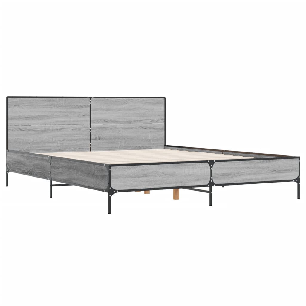 Giroletto Grigio Sonoma 135x190 cm in Legno Multistrato Metallo | homemem39