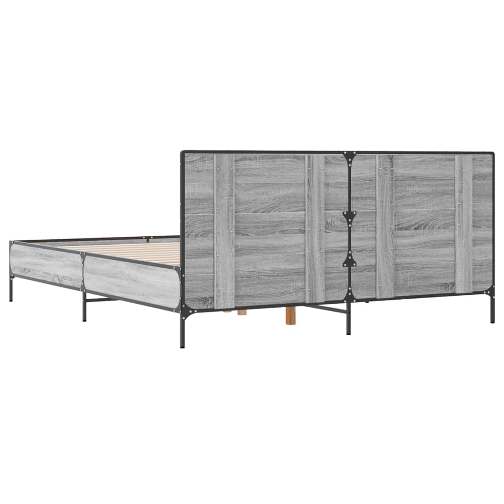 Giroletto Grigio Sonoma 135x190 cm in Legno Multistrato Metallo | homemem39