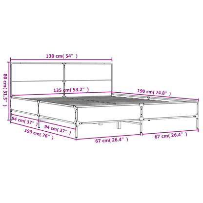 Giroletto Grigio Sonoma 135x190 cm in Legno Multistrato Metallo | homemem39