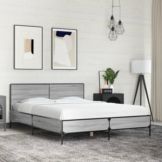 Giroletto Grigio Sonoma 135x190 cm in Legno Multistrato Metallo | homemem39
