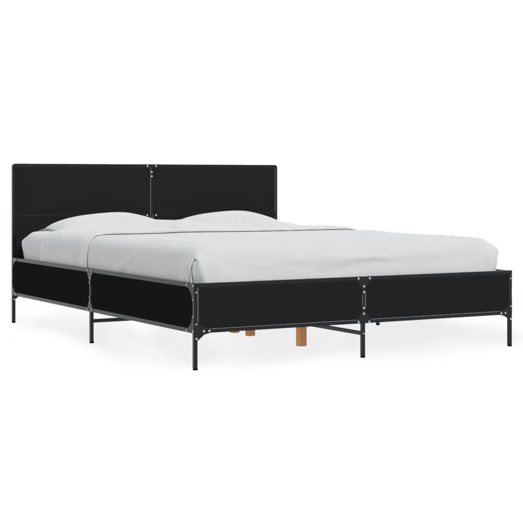 Giroletto Nero 140x190 cm in Legno Multistrato e Metallo | homemem39