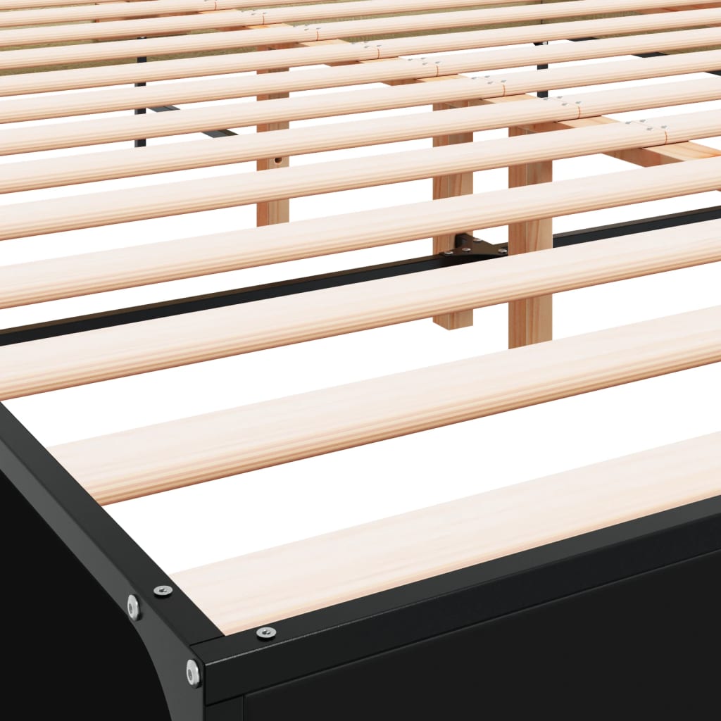 Giroletto Nero 140x190 cm in Legno Multistrato e Metallo | homemem39