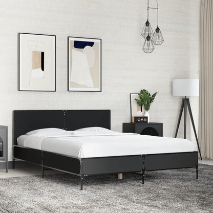Giroletto Nero 140x190 cm in Legno Multistrato e Metallo | homemem39