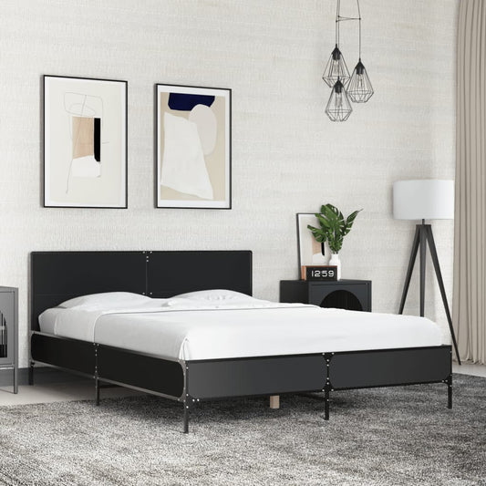Giroletto Nero 140x190 cm in Legno Multistrato e Metallo | homemem39