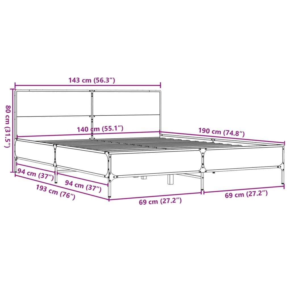 Giroletto Rovere Fumo 140x190 cm in Legno Multistrato Metallo | homemem39