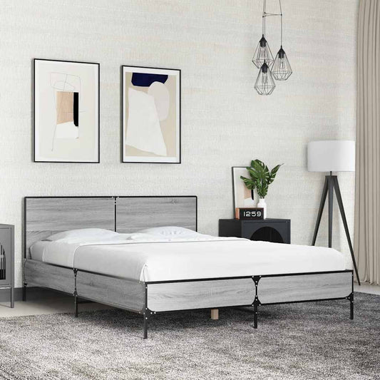 Giroletto Grigio Sonoma 140x190 cm in Legno Multistrato Metallo | homemem39
