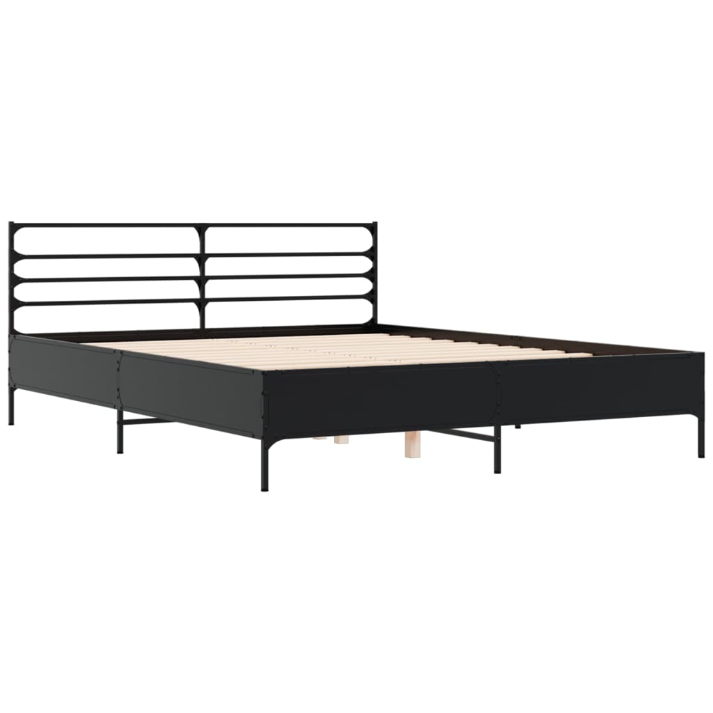 Giroletto Nero 150x200 cm in Legno Multistrato e Metallo | homemem39