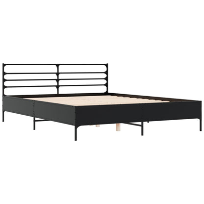 Giroletto Nero 150x200 cm in Legno Multistrato e Metallo | homemem39
