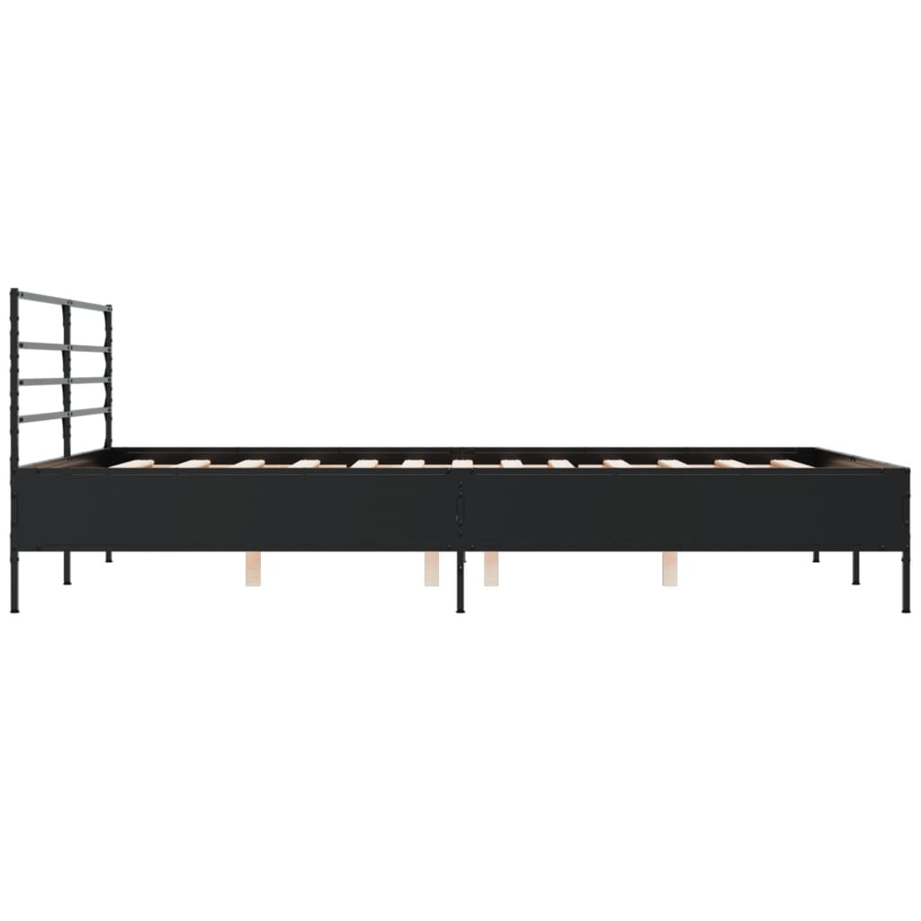 Giroletto Nero 150x200 cm in Legno Multistrato e Metallo | homemem39