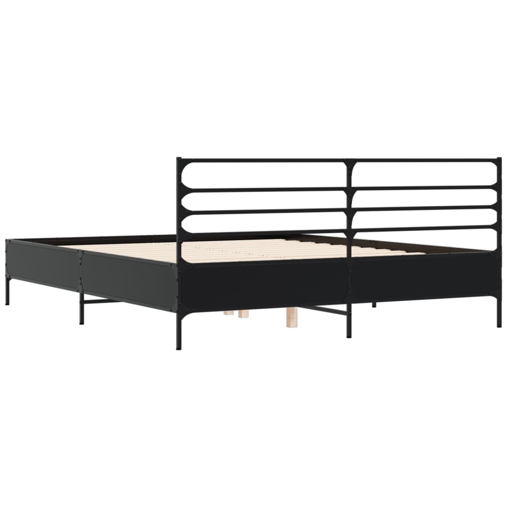 Giroletto Nero 150x200 cm in Legno Multistrato e Metallo | homemem39