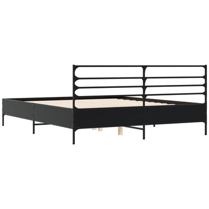 Giroletto Nero 150x200 cm in Legno Multistrato e Metallo | homemem39