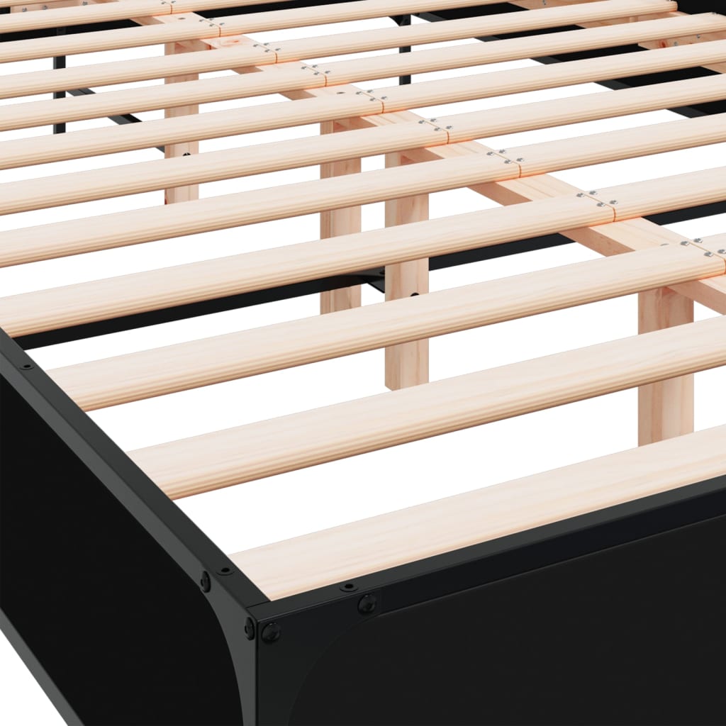 Giroletto Nero 150x200 cm in Legno Multistrato e Metallo | homemem39