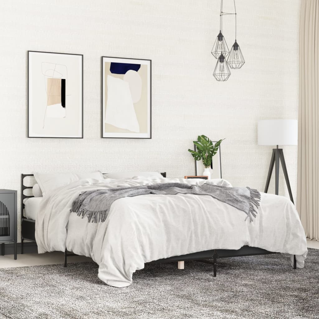 Giroletto Nero 150x200 cm in Legno Multistrato e Metallo | homemem39
