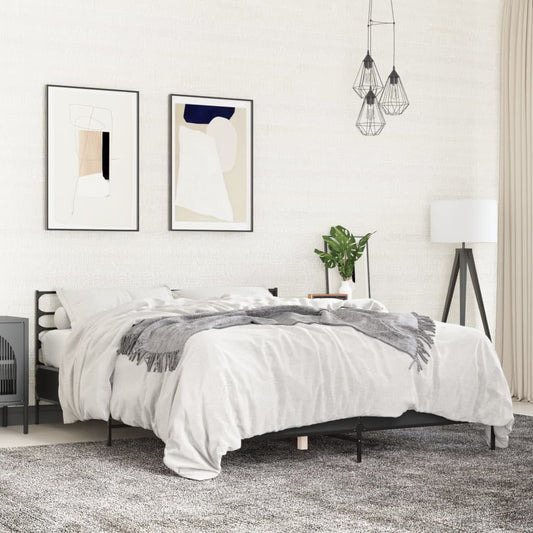 Giroletto Nero 150x200 cm in Legno Multistrato e Metallo | homemem39