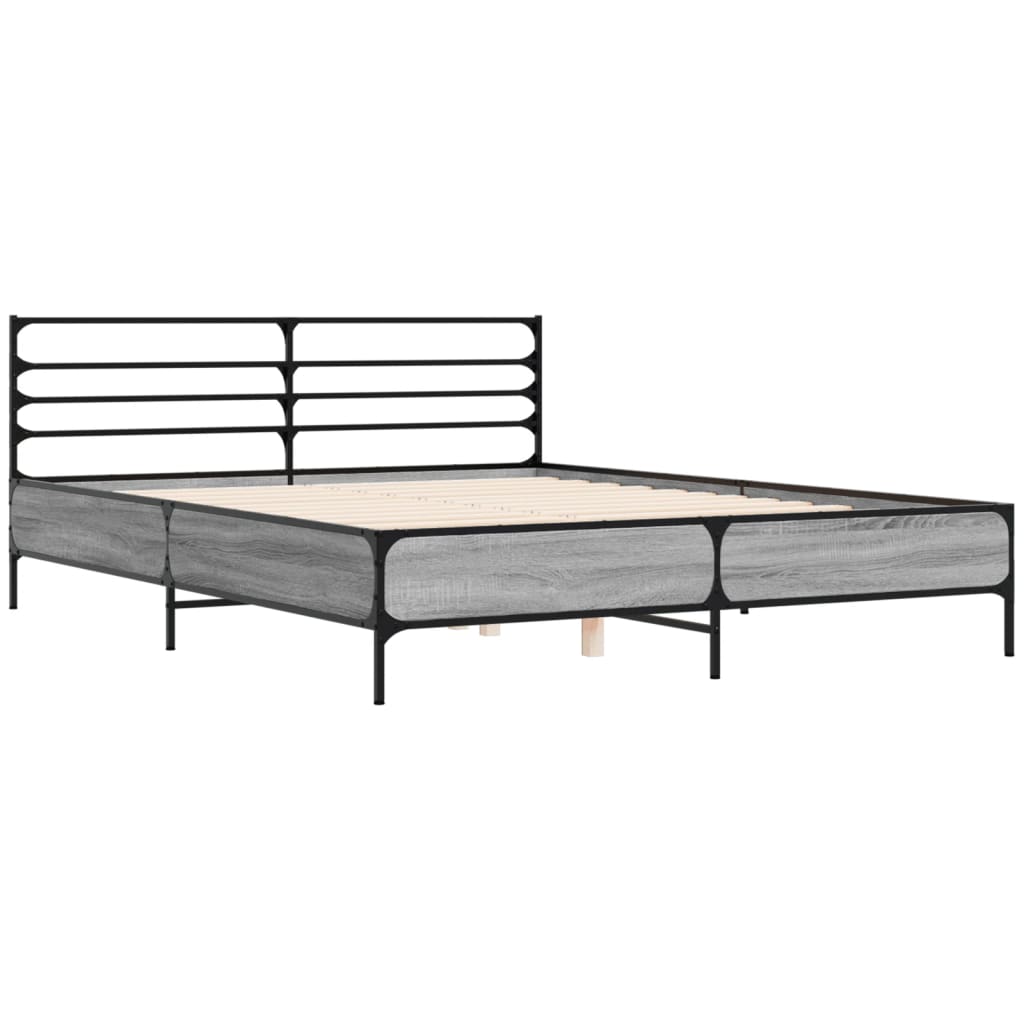 Giroletto Grigio Sonoma 160x200 cm in Legno Multistrato Metallo | homemem39