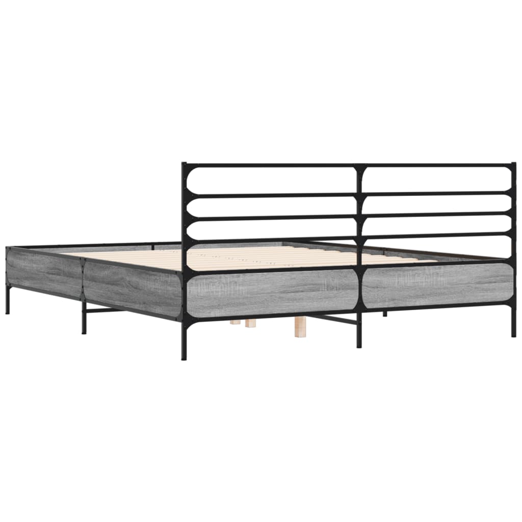 Giroletto Grigio Sonoma 160x200 cm in Legno Multistrato Metallo | homemem39