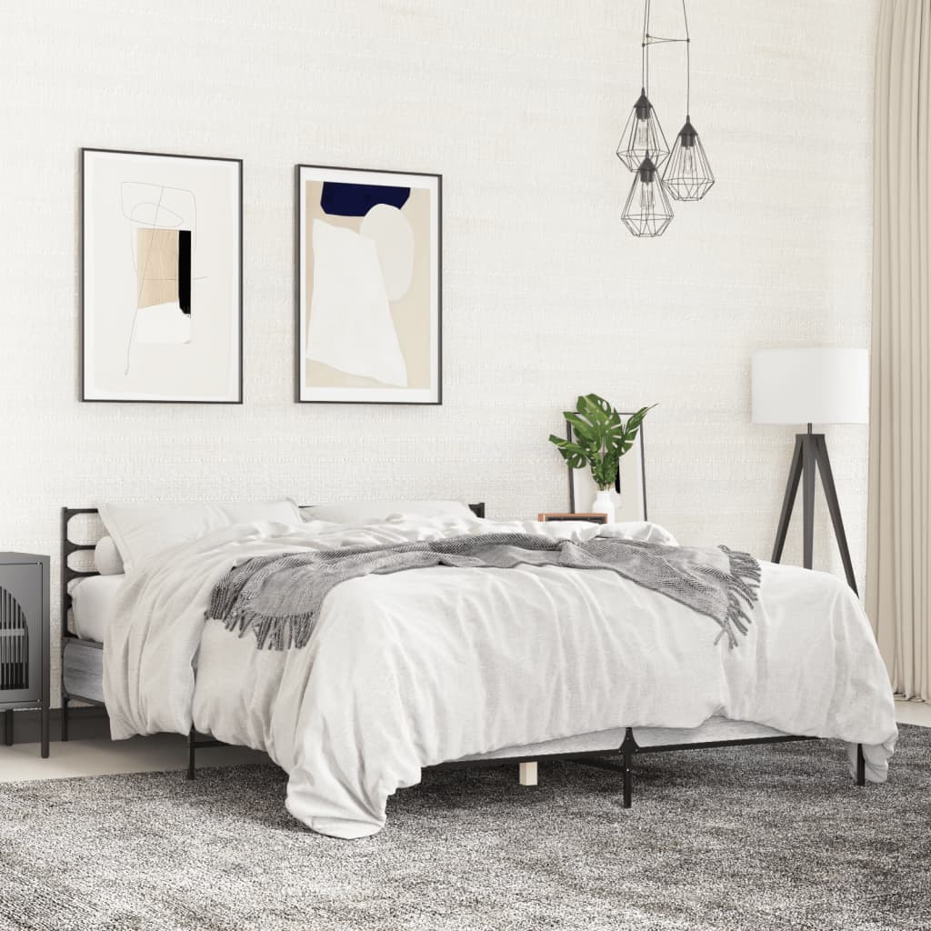 Giroletto Grigio Sonoma 160x200 cm in Legno Multistrato Metallo | homemem39