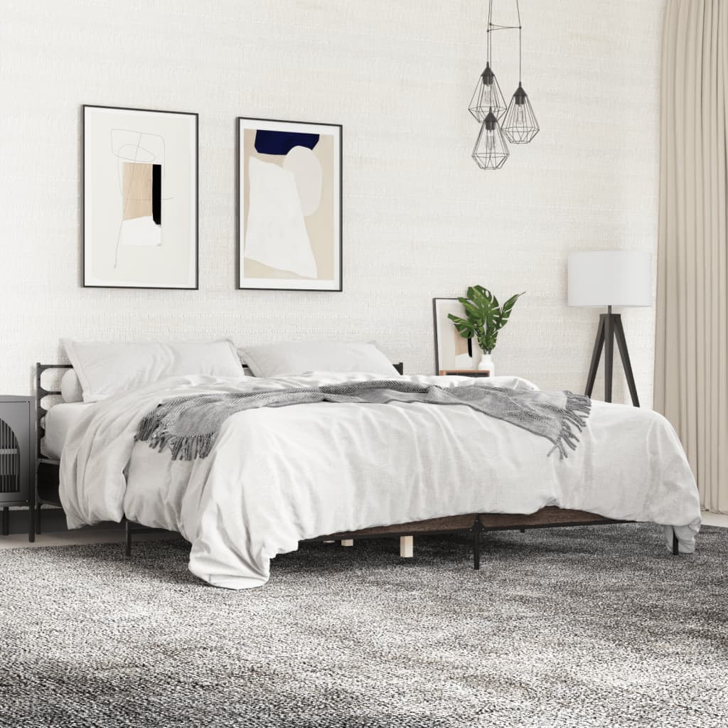 Giroletto Rovere Marrone 180x200cm in Legno Multistrato Metallo | homemem39