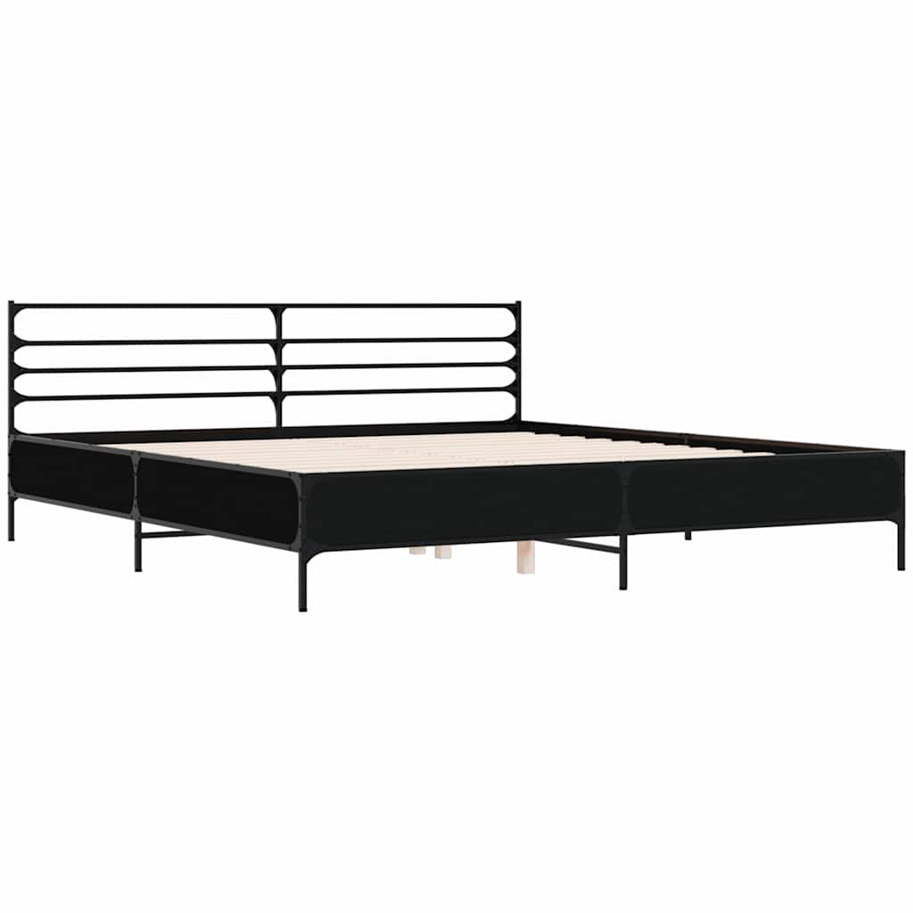 Giroletto Nero 200x200 cm in Legno Multistrato e Metallo | homemem39