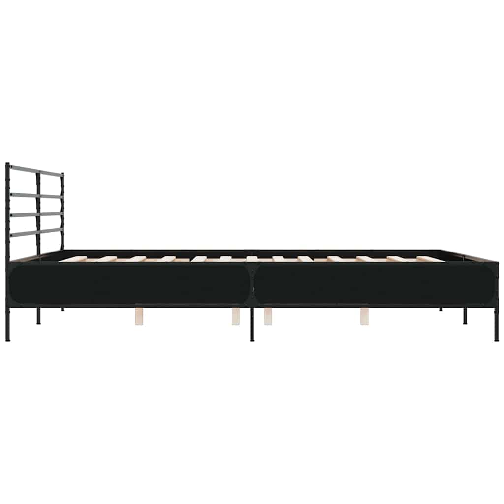 Giroletto Nero 200x200 cm in Legno Multistrato e Metallo | homemem39