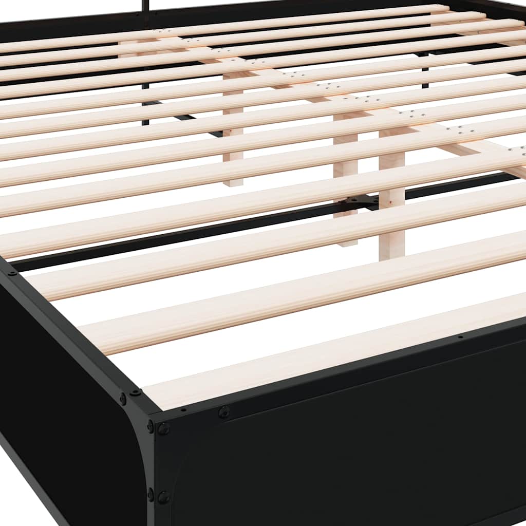 Giroletto Nero 200x200 cm in Legno Multistrato e Metallo | homemem39