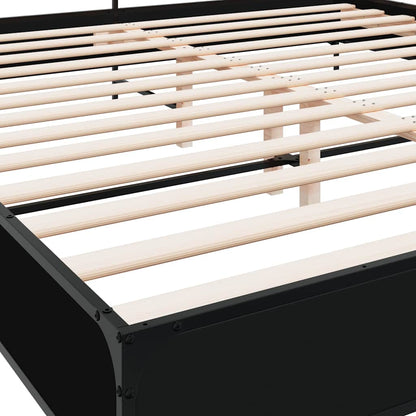 Giroletto Nero 200x200 cm in Legno Multistrato e Metallo | homemem39