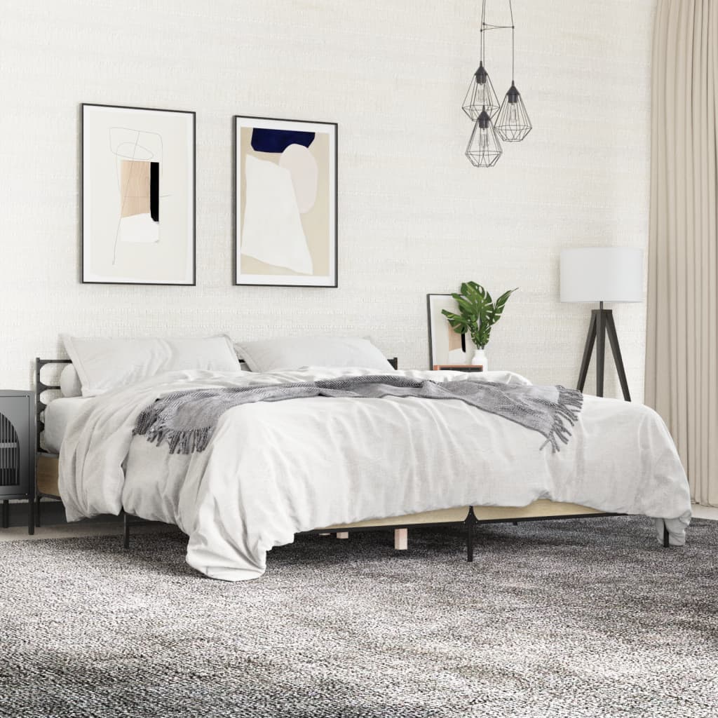 Giroletto Rovere Sonoma 200x200 cm Legno Multistrato e Metallo | homemem39