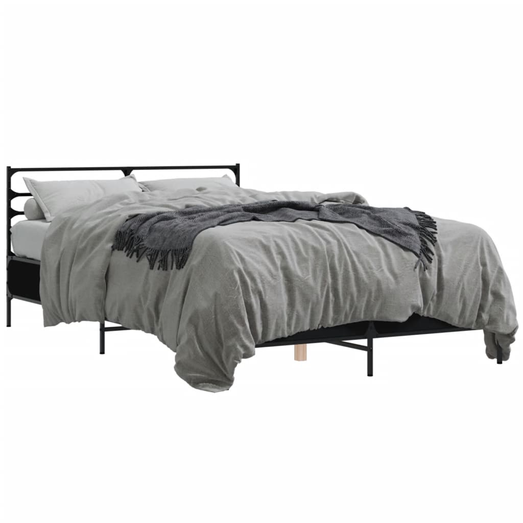 Giroletto Nero 135x190 cm in Legno Multistrato e Metallo | homemem39