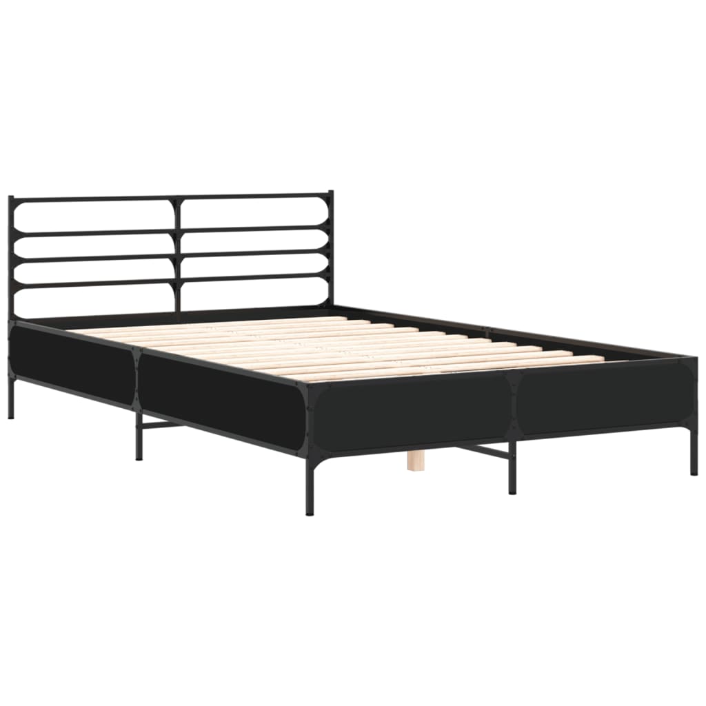 Giroletto Nero 135x190 cm in Legno Multistrato e Metallo | homemem39