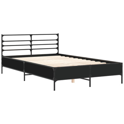 Giroletto Nero 135x190 cm in Legno Multistrato e Metallo | homemem39