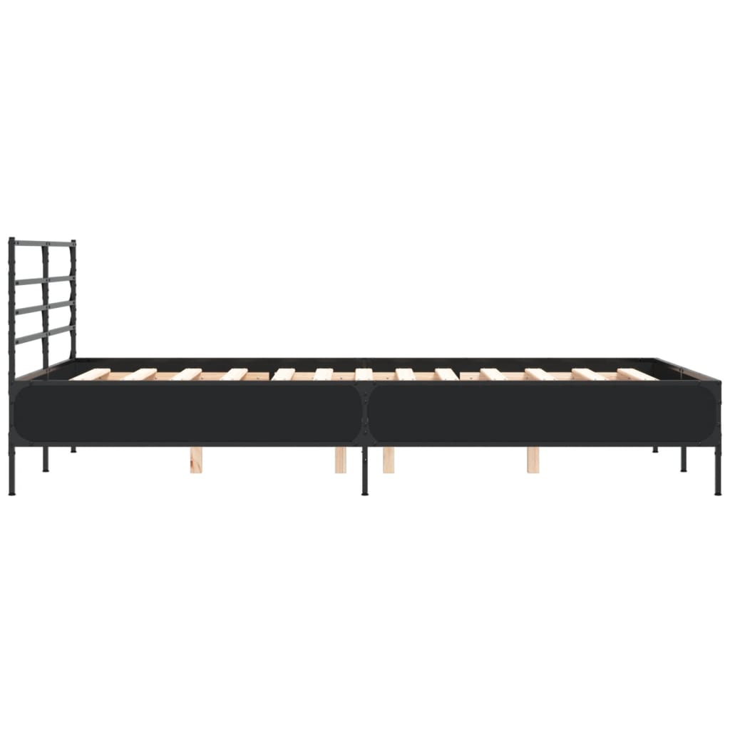 Giroletto Nero 135x190 cm in Legno Multistrato e Metallo | homemem39