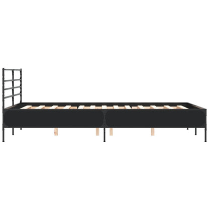 Giroletto Nero 135x190 cm in Legno Multistrato e Metallo | homemem39