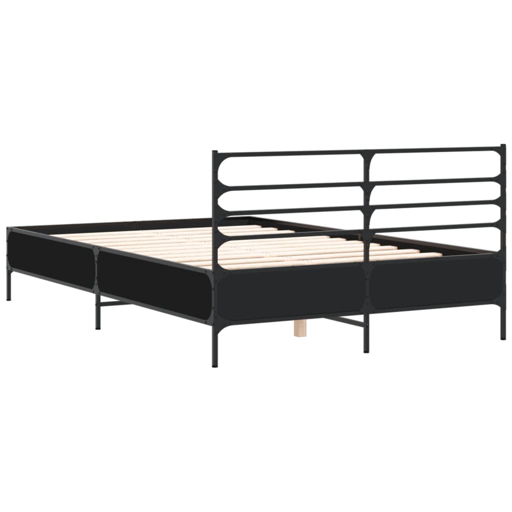 Giroletto Nero 135x190 cm in Legno Multistrato e Metallo | homemem39