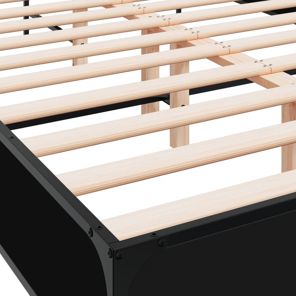 Giroletto Nero 135x190 cm in Legno Multistrato e Metallo | homemem39