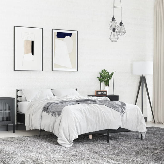 Giroletto Nero 135x190 cm in Legno Multistrato e Metallo | homemem39