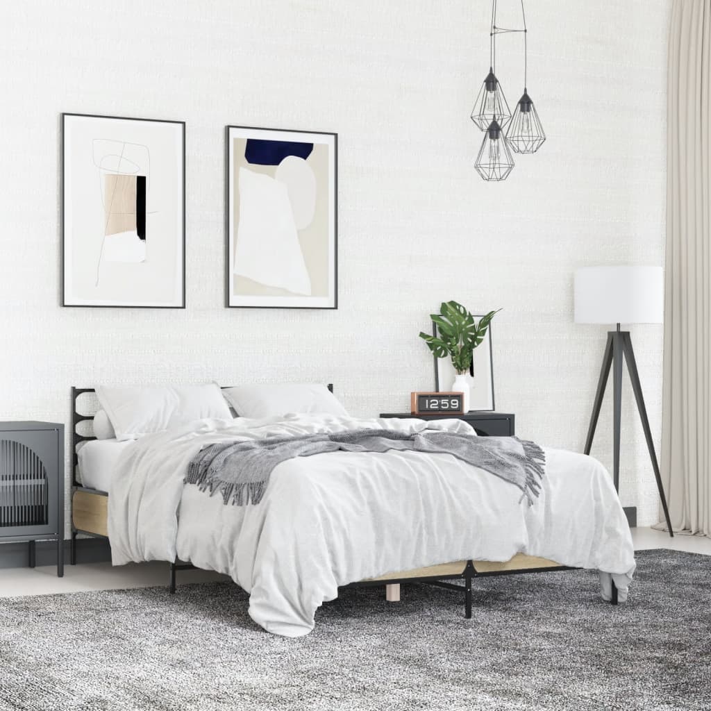 Giroletto Rovere Sonoma 135x190 cm in Legno Multistrato Metallo - homemem39