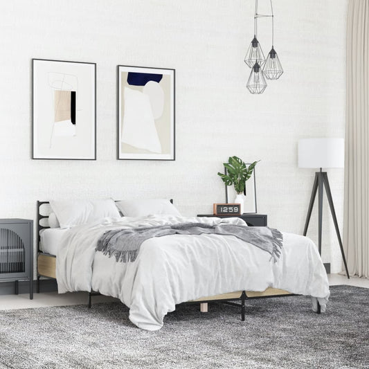 Giroletto Rovere Sonoma 135x190 cm in Legno Multistrato Metallo - homemem39