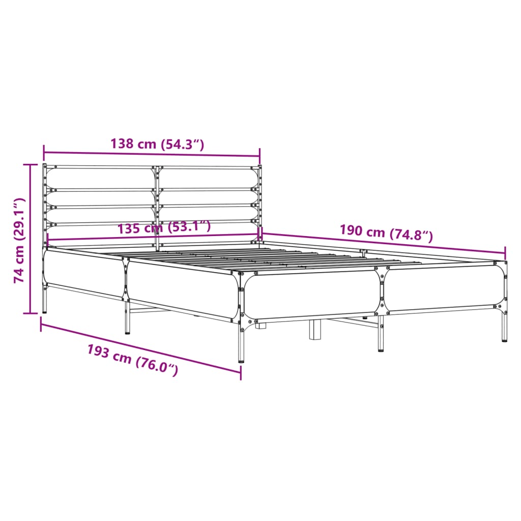 Giroletto Rovere Fumo 135x190 cm in Legno Multistrato Metallo | homemem39