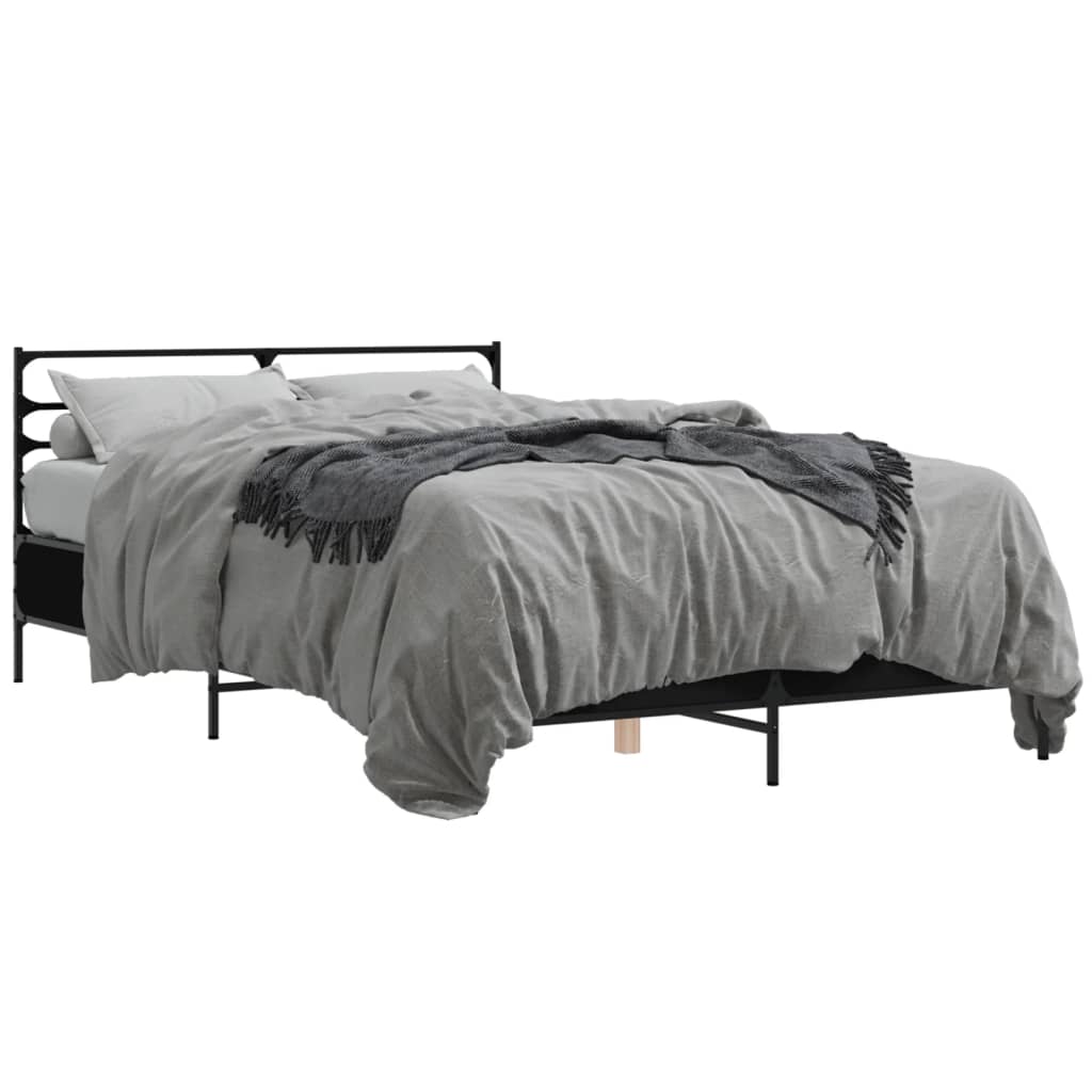 Giroletto Nero 140x190 cm in Legno Multistrato e Metallo | homemem39
