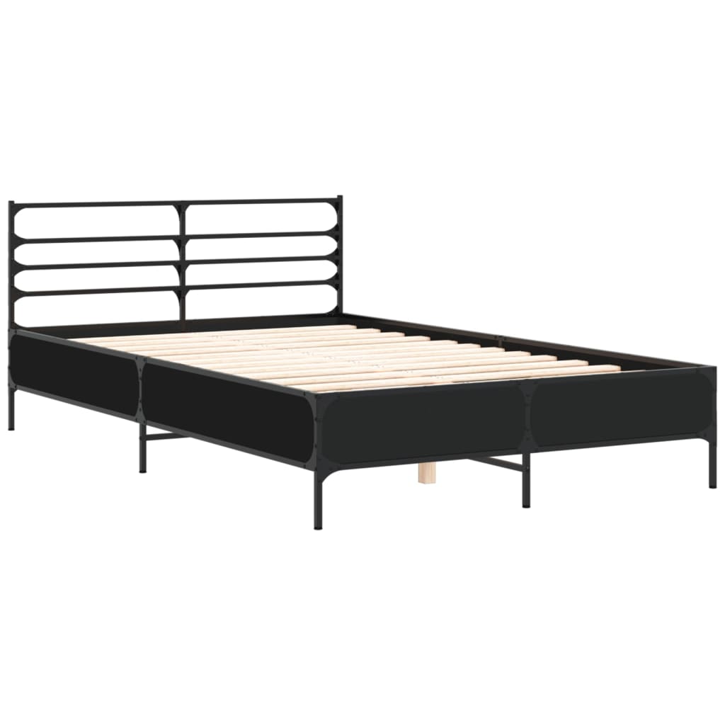 Giroletto Nero 140x190 cm in Legno Multistrato e Metallo | homemem39