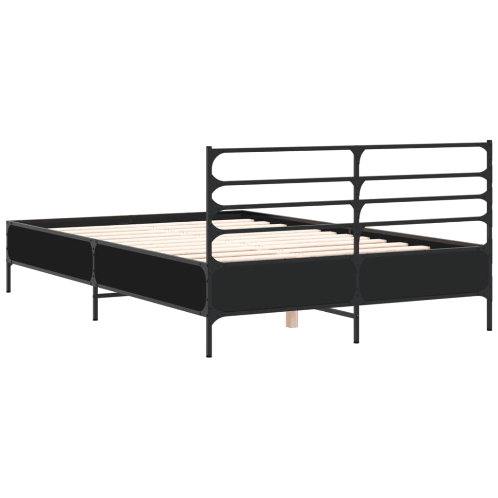 Giroletto Nero 140x190 cm in Legno Multistrato e Metallo | homemem39