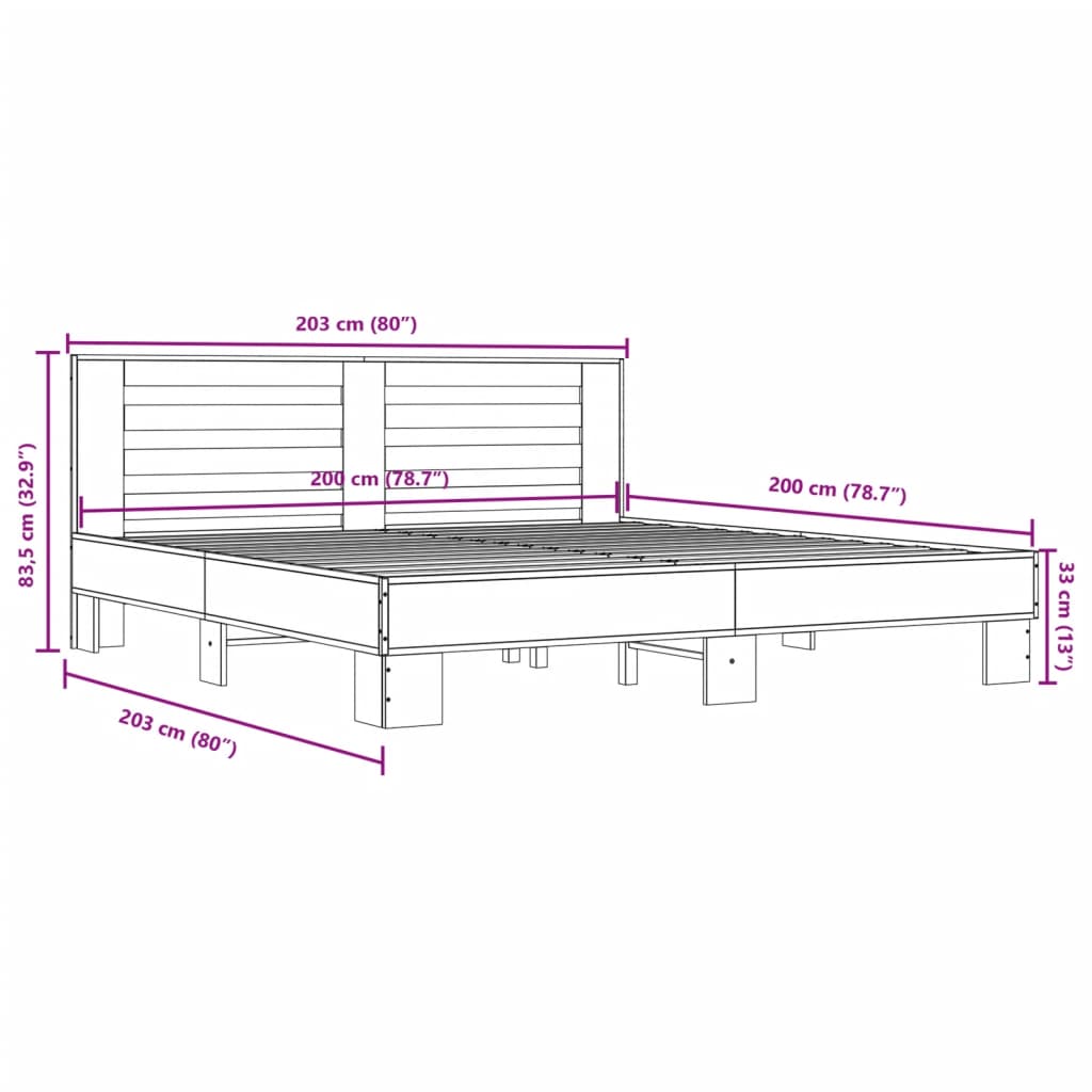 Giroletto Grigio Sonoma 200x200 cm in Legno Multistrato Metallo | homemem39