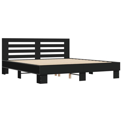 Giroletto Nero 180x200 cm in Legno Multistrato e Metallo | homemem39