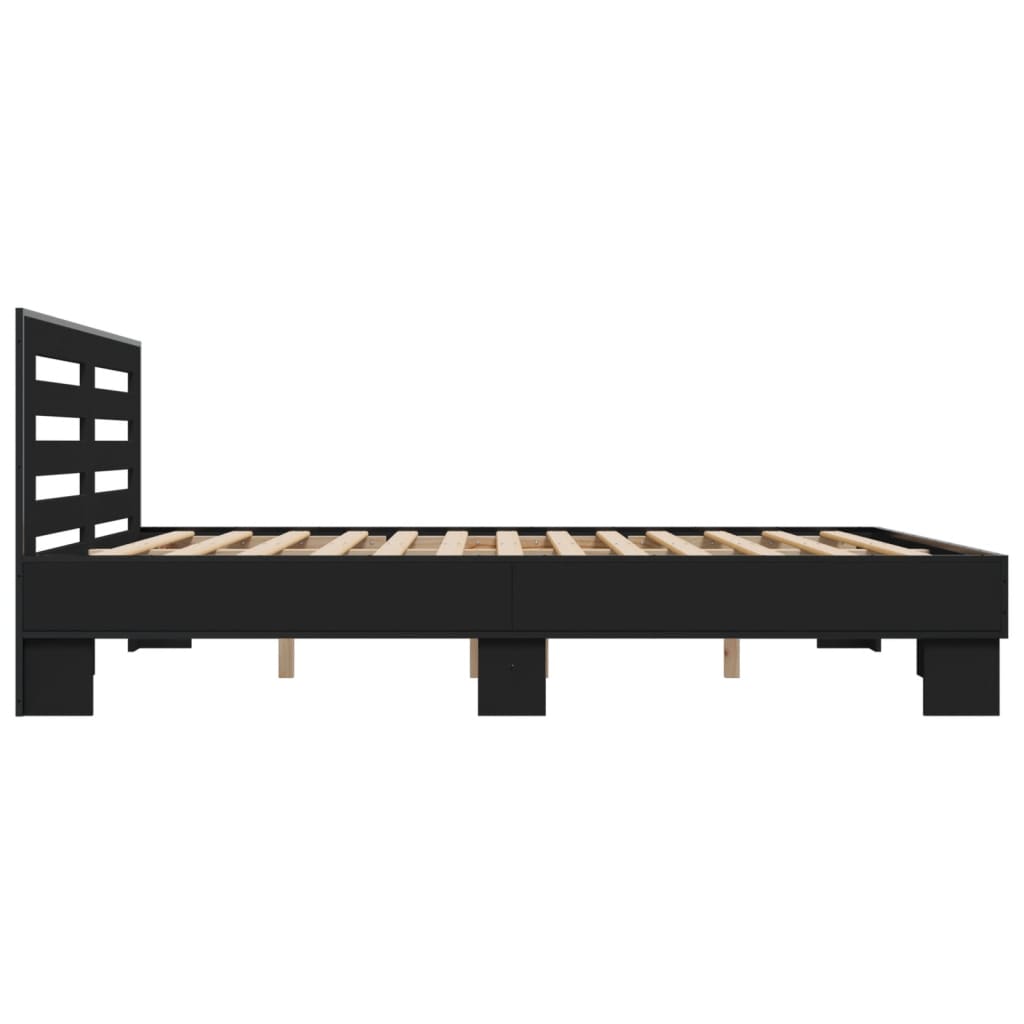 Giroletto Nero 180x200 cm in Legno Multistrato e Metallo | homemem39