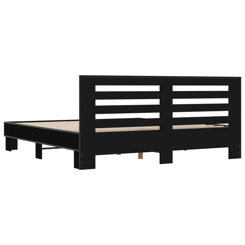 Giroletto Nero 180x200 cm in Legno Multistrato e Metallo | homemem39