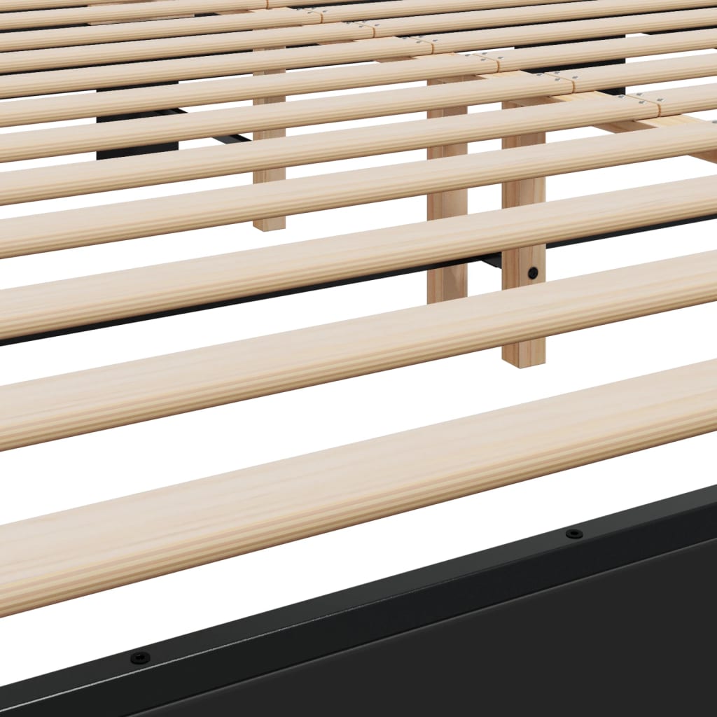 Giroletto Nero 180x200 cm in Legno Multistrato e Metallo | homemem39