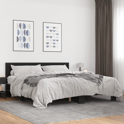 Giroletto Nero 180x200 cm in Legno Multistrato e Metallo | homemem39